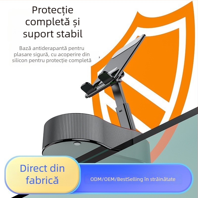 Suport pliabil pentru telefon de birou cu difuzor wireless, lumină ambientală și încărcare rapidă QC4.0, 15W, 3A