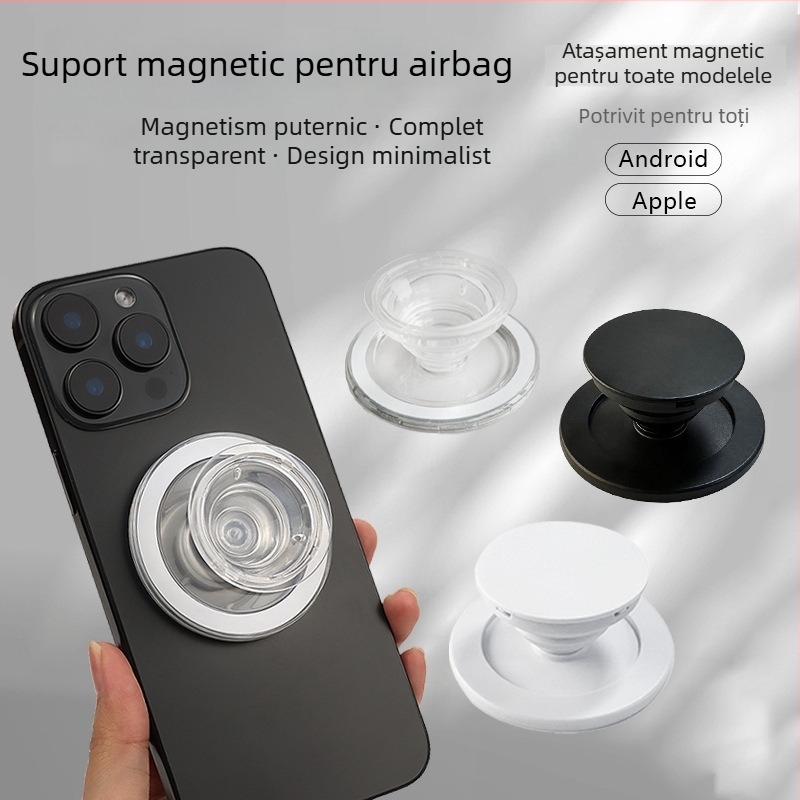 Suport de birou pentru telefon cu braț telescopic pliabil și suport rotund magnetic — ABS, TPU, magnet
