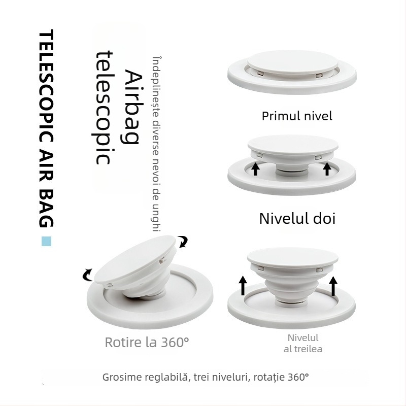 Suport de birou pentru telefon cu braț telescopic pliabil și suport rotund magnetic — ABS, TPU, magnet