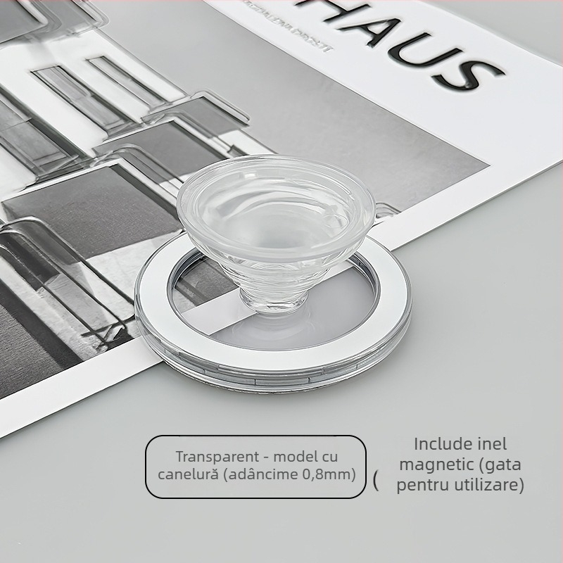 Suport de birou pentru telefon cu braț telescopic pliabil și suport rotund magnetic — ABS, TPU, magnet