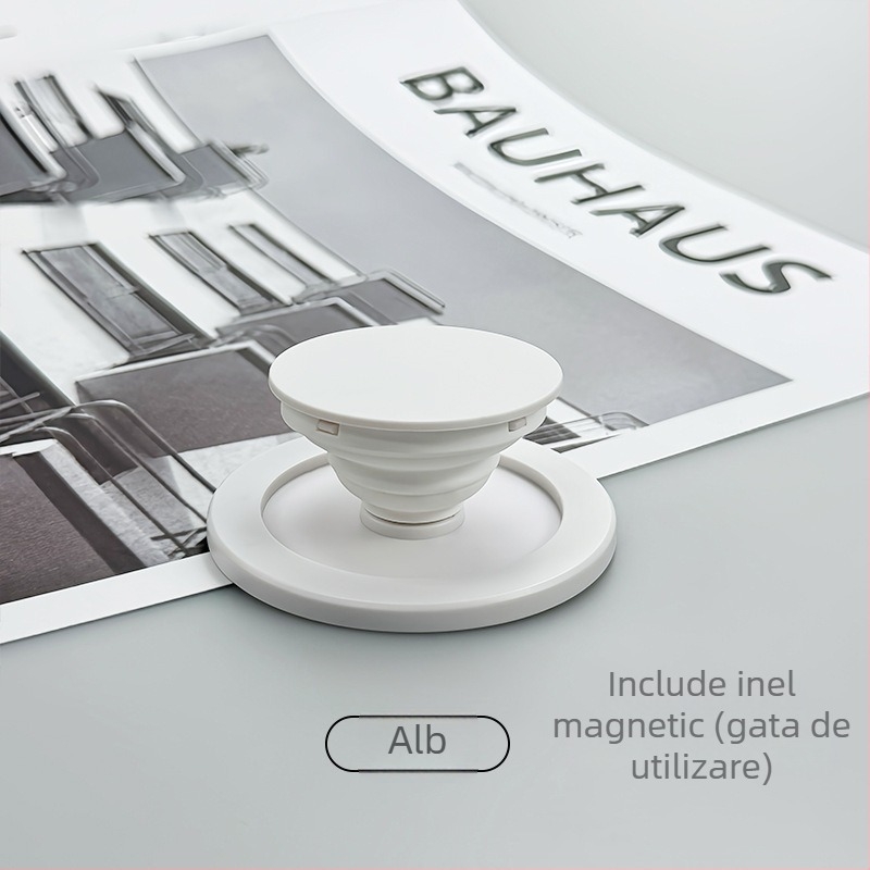 Suport de birou pentru telefon cu braț telescopic pliabil și suport rotund magnetic — ABS, TPU, magnet