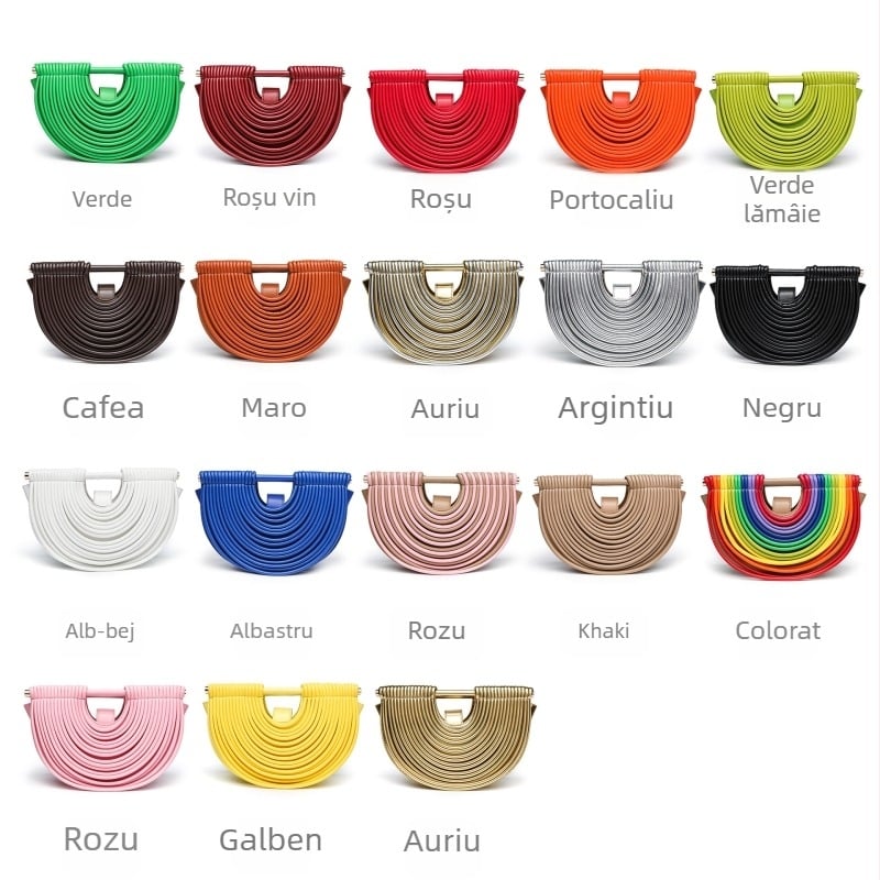 Geantă de mână țesută pentru femei, formă de scoică, material PU, închidere magnetică, buzunar pentru telefon, curea crossbody