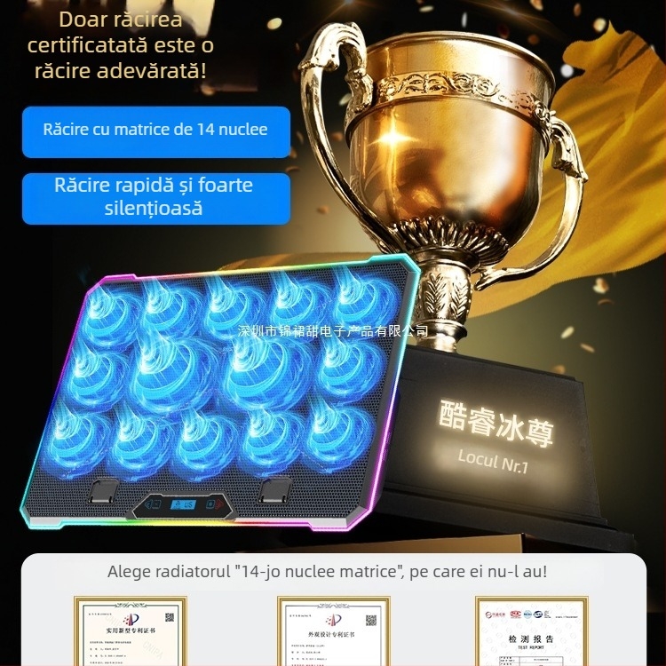 Suport de răcire pentru laptop cu răcire prin aer și funcționare silențioasă