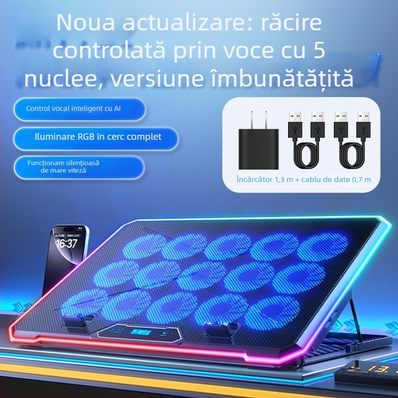 Suport de răcire pentru laptop cu răcire prin aer și funcționare silențioasă