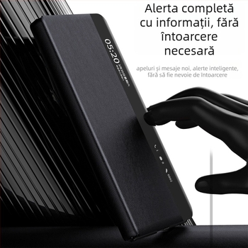 Carcasă pentru Honor MagicV3 cu fereastră inteligentă din piele, stil husă/afaceri, suport, anti-cadere, anti-amprente