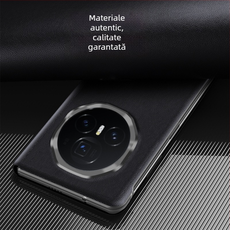 Carcasă pentru Honor MagicV3 cu fereastră inteligentă din piele, stil husă/afaceri, suport, anti-cadere, anti-amprente