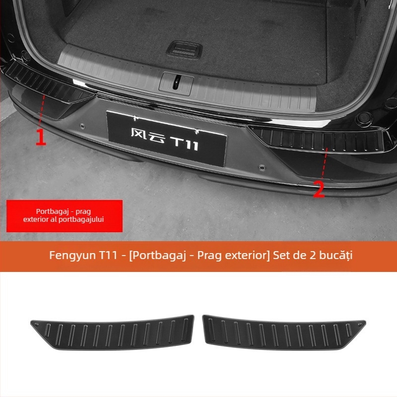 Kit praguri pentru uși pentru Chery Fengyun T11 — construcție metalică, Include pedal de întâmpinare și protecție spate, Fără personalizare