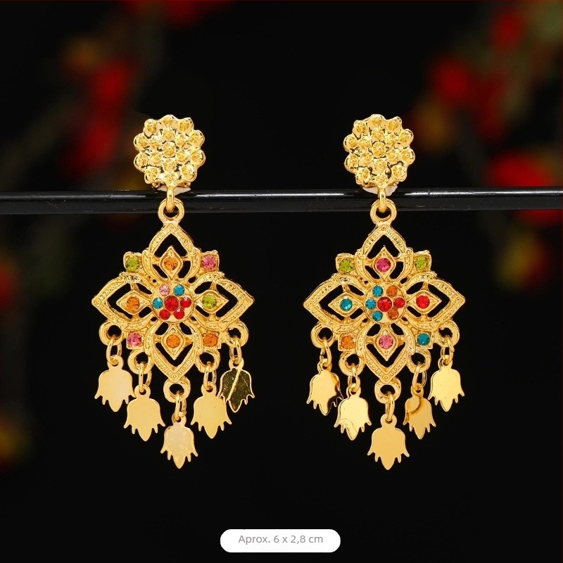 Cercei clipuri etno Thai-Dai stil, design geometric spirala, placati cu aur, aliaj