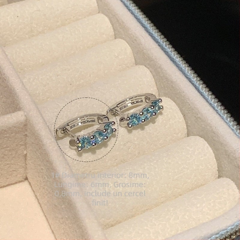 Cercei din oțel titan cu zirconiu cubic, cerc drept, design geometric, unisex