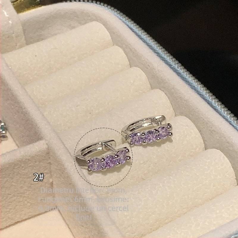 Cercei din oțel titan cu zirconiu cubic, cerc drept, design geometric, unisex