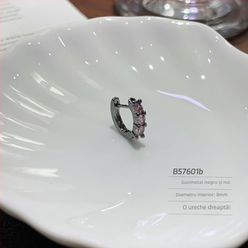 Cercei din oțel titan cu zirconiu cubic, cerc drept, design geometric, unisex