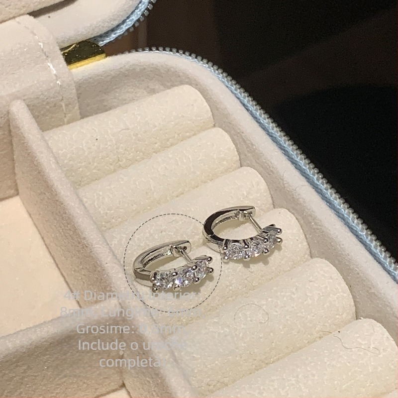 Cercei din oțel titan cu zirconiu cubic, cerc drept, design geometric, unisex