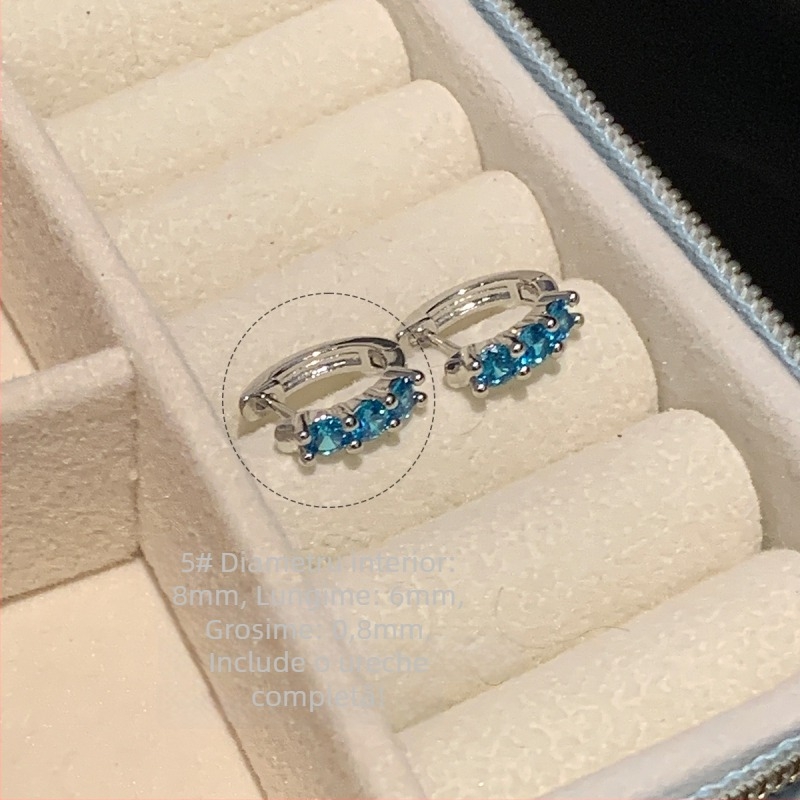 Cercei din oțel titan cu zirconiu cubic, cerc drept, design geometric, unisex