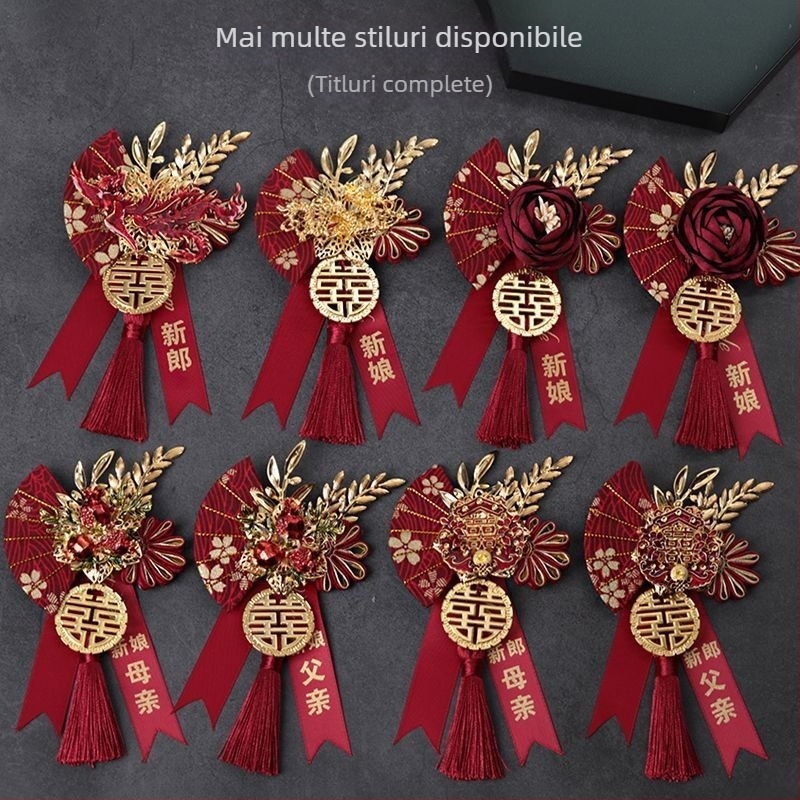 Set corsage de nuntă pentru mire, mireasă și membrii familiei — aliaj, stil chinezesc