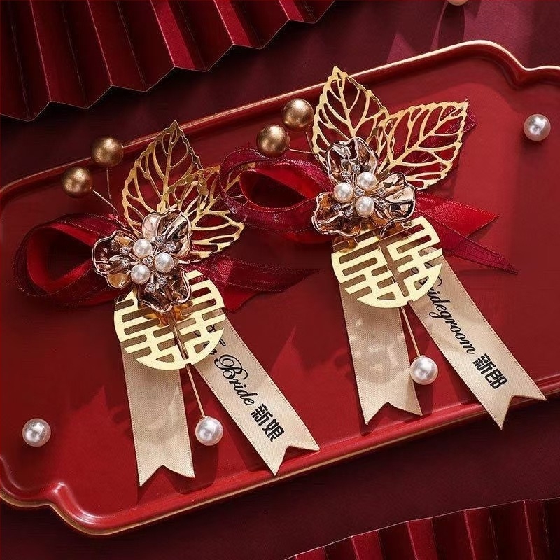 Set corsage de nuntă pentru mire, mireasă și membrii familiei — aliaj, stil chinezesc