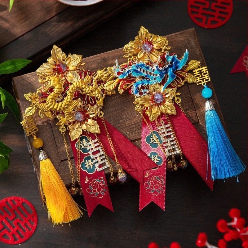 Set de corsage de nuntă pentru familie și părinți, flori de mătase, în stil chinezesc pentru mireasă și mire