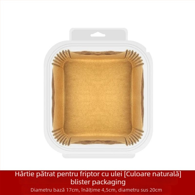 Tavă de hârtie pentru friteuza cu aer, hârtie de copt rezistentă la grăsimi, acoperire din silicon, 35 g/m², marca Xian chu zhen