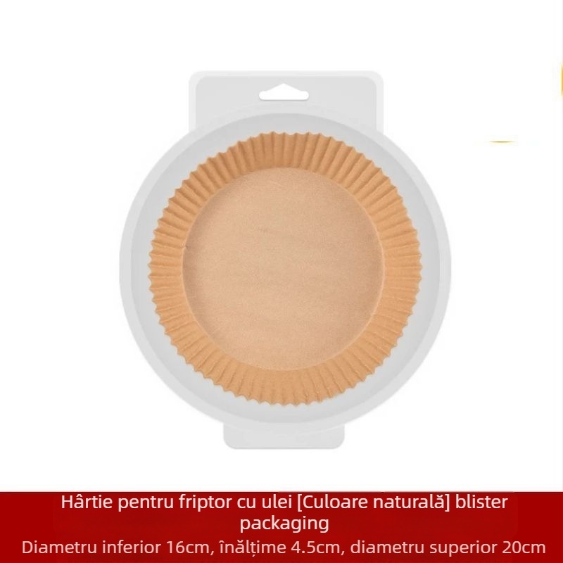 Tavă de hârtie pentru friteuza cu aer, hârtie de copt rezistentă la grăsimi, acoperire din silicon, 35 g/m², marca Xian chu zhen