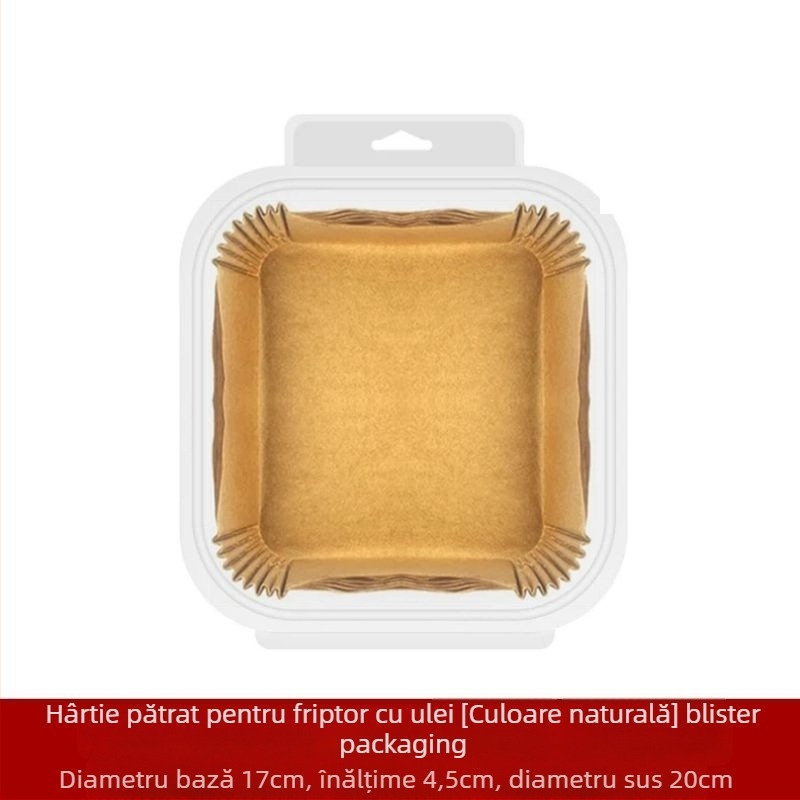 Tavă de hârtie pentru friteuza cu aer, hârtie de copt rezistentă la grăsimi, acoperire din silicon, 35 g/m², marca Xian chu zhen