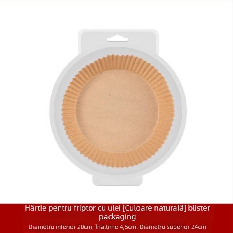Tavă de hârtie pentru friteuza cu aer, hârtie de copt rezistentă la grăsimi, acoperire din silicon, 35 g/m², marca Xian chu zhen