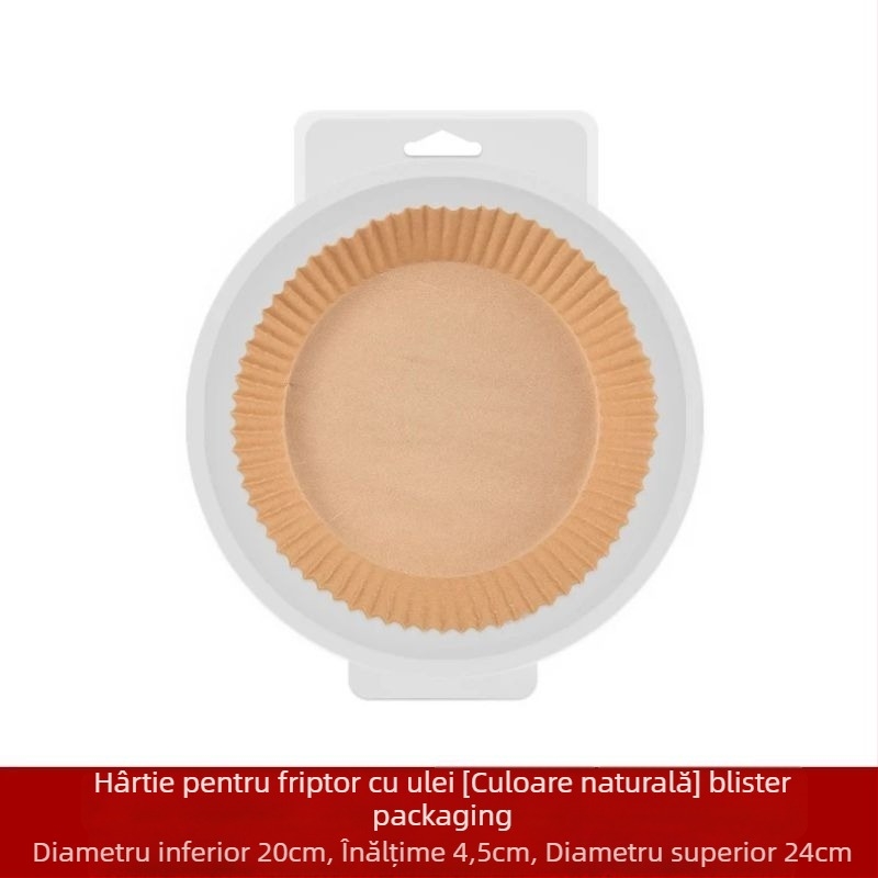 Tavă de hârtie pentru friteuza cu aer, hârtie de copt rezistentă la grăsimi, acoperire din silicon, 35 g/m², marca Xian chu zhen