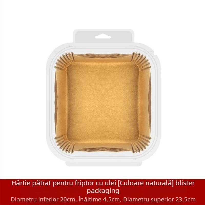 Tavă de hârtie pentru friteuza cu aer, hârtie de copt rezistentă la grăsimi, acoperire din silicon, 35 g/m², marca Xian chu zhen