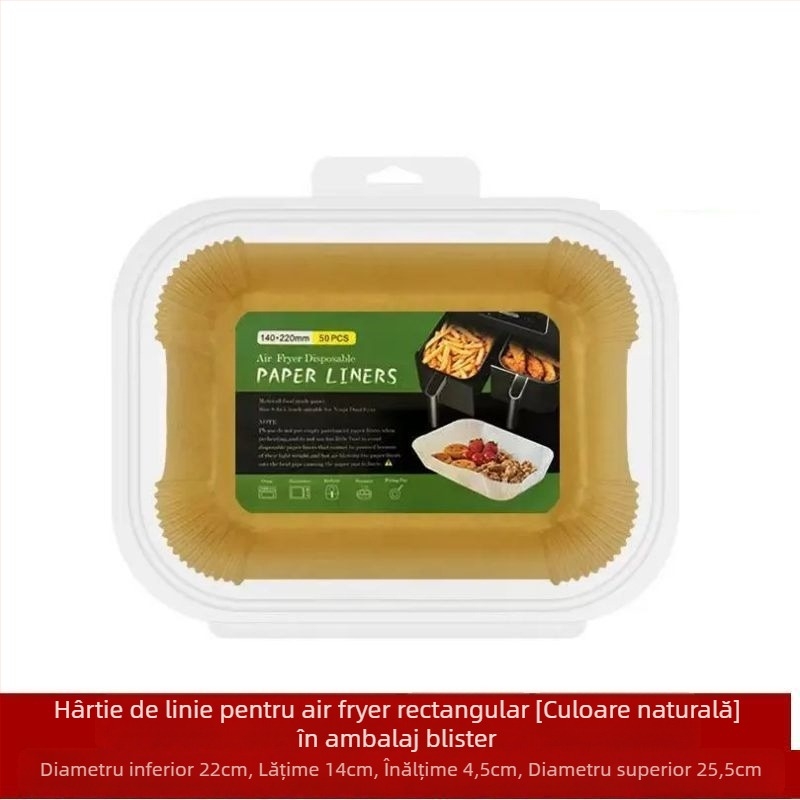 Tavă de hârtie pentru friteuza cu aer, hârtie de copt rezistentă la grăsimi, acoperire din silicon, 35 g/m², marca Xian chu zhen