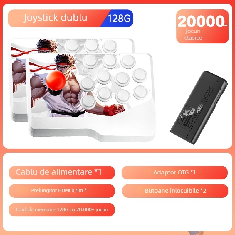 Consolă arcade wireless K9 pentru 2–4 jucători, 32/64 GB, HDMI, OS simulare