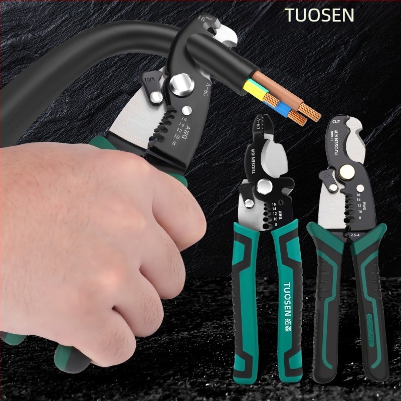 Tuosen Clește pentru dezizolarea cablurilor — Unealtă multifuncțională pentru dezizolarea firelor, crimpare, prindere și deschiderea cablurilor