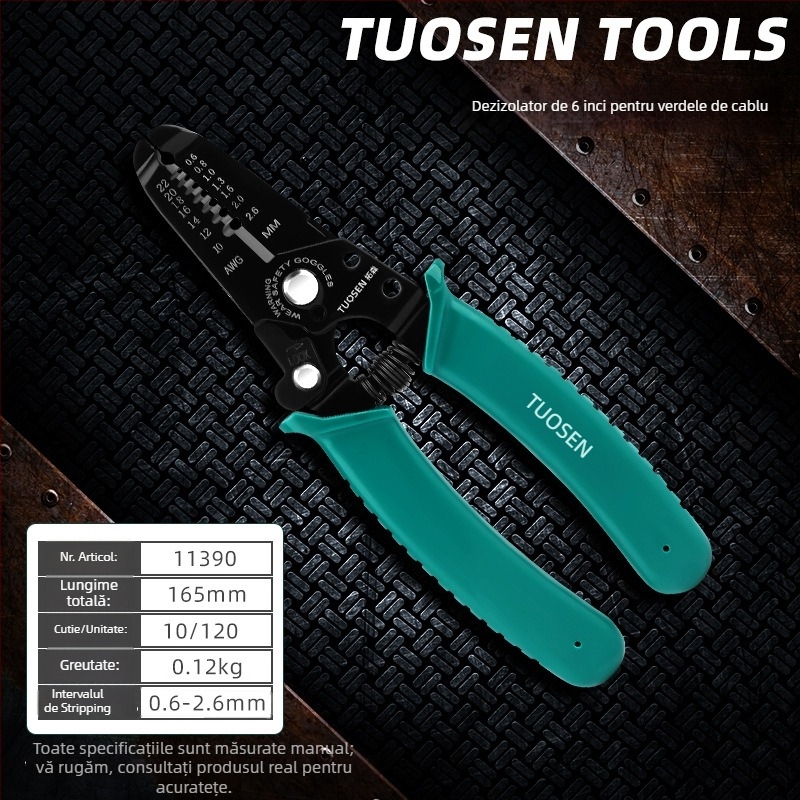 Tuosen Clește pentru dezizolarea cablurilor — Unealtă multifuncțională pentru dezizolarea firelor, crimpare, prindere și deschiderea cablurilor