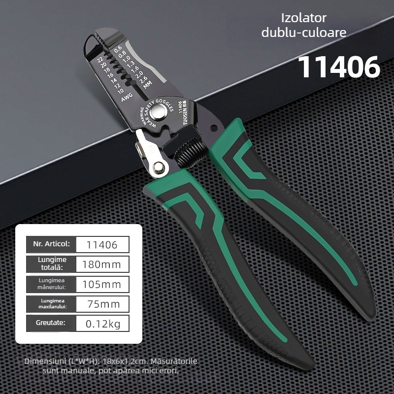 Tuosen Clește pentru dezizolarea cablurilor — Unealtă multifuncțională pentru dezizolarea firelor, crimpare, prindere și deschiderea cablurilor