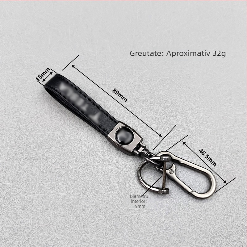 Breloc auto din piele PU cu logo, design minimalist, cataramă în formă de opt