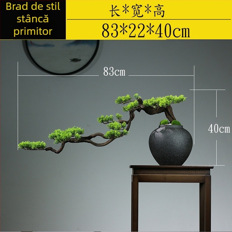 Bonsai din lemn în stil nou chinezesc – decor de masă, peisaj miniatural, realizare semi-artizanală