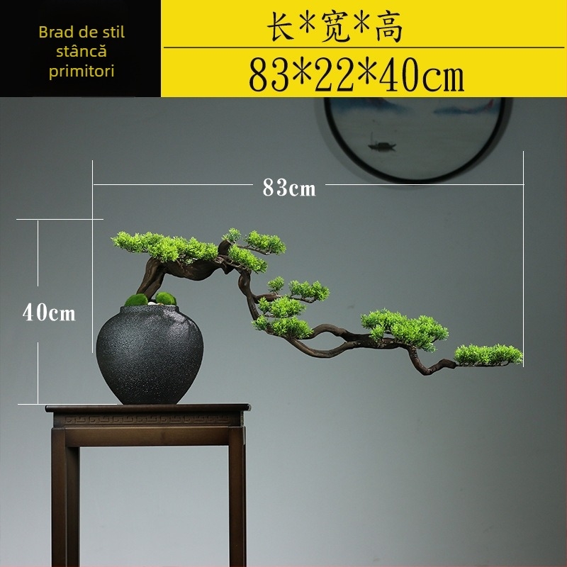 Bonsai din lemn în stil nou chinezesc – decor de masă, peisaj miniatural, realizare semi-artizanală