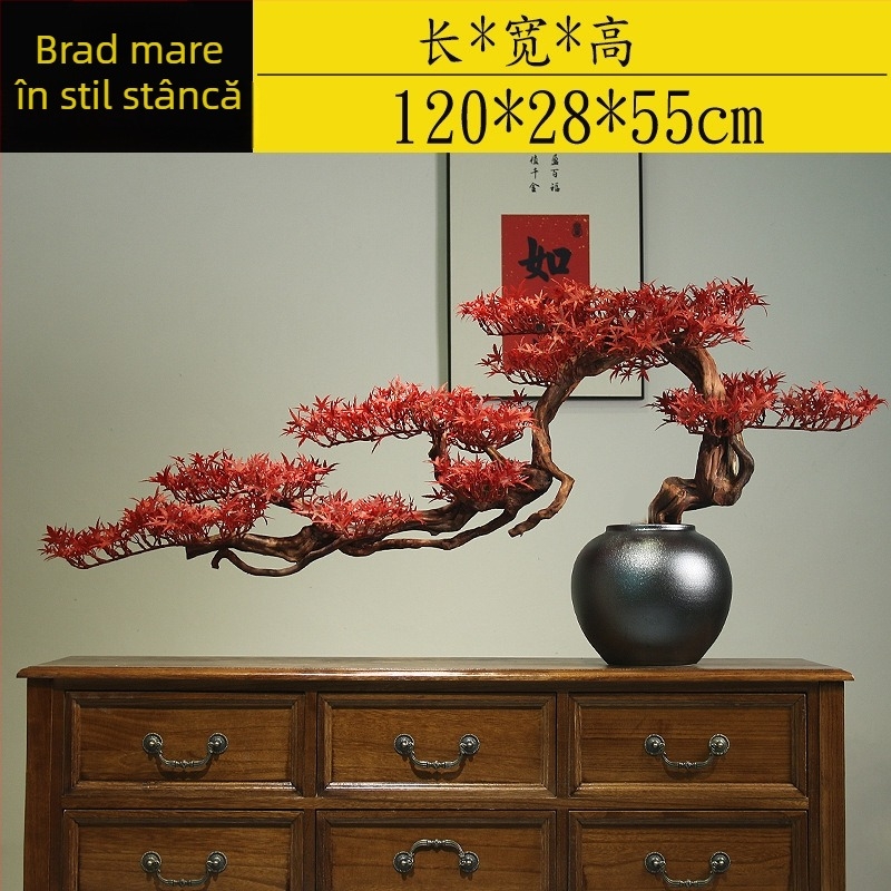 Bonsai din lemn în stil nou chinezesc – decor de masă, peisaj miniatural, realizare semi-artizanală