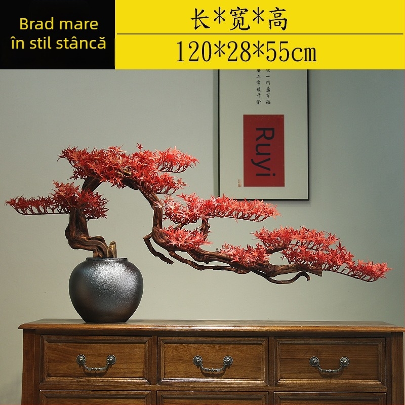 Bonsai din lemn în stil nou chinezesc – decor de masă, peisaj miniatural, realizare semi-artizanală