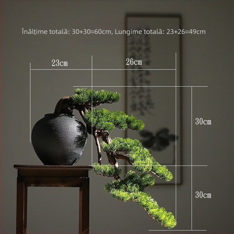 Bonsai din lemn în stil nou chinezesc – decor de masă, peisaj miniatural, realizare semi-artizanală