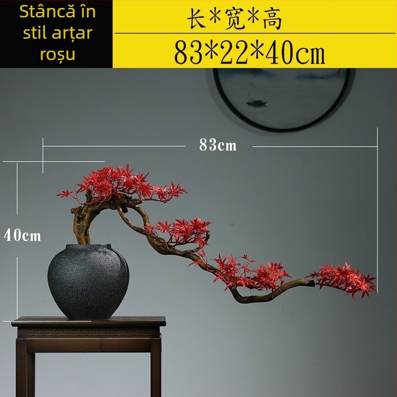 Bonsai din lemn în stil nou chinezesc – decor de masă, peisaj miniatural, realizare semi-artizanală