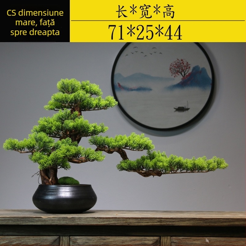 Bonsai din lemn în stil nou chinezesc – decor de masă, peisaj miniatural, realizare semi-artizanală