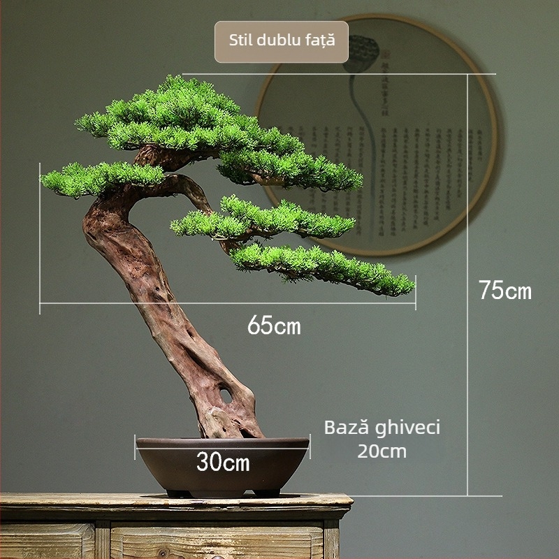 Bonsai din lemn în stil nou chinezesc – decor de masă, peisaj miniatural, realizare semi-artizanală