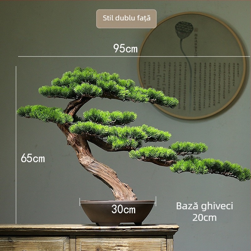 Bonsai din lemn în stil nou chinezesc – decor de masă, peisaj miniatural, realizare semi-artizanală