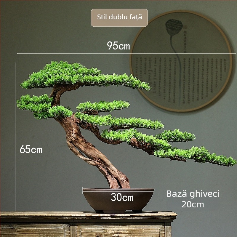 Bonsai din lemn în stil nou chinezesc – decor de masă, peisaj miniatural, realizare semi-artizanală