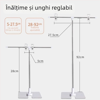 Suport pentru postere din oțel inoxidabil, de birou, telescopic, în formă de L, cu clips KT board pentru supermarketuri