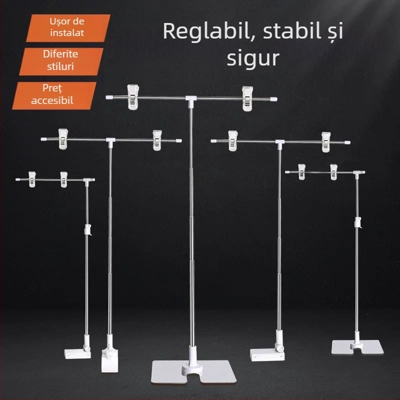 Suport pentru postere din oțel inoxidabil, de birou, telescopic, în formă de L, cu clips KT board pentru supermarketuri