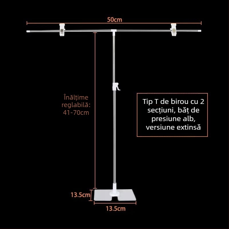 Suport pentru postere din oțel inoxidabil, de birou, telescopic, în formă de L, cu clips KT board pentru supermarketuri