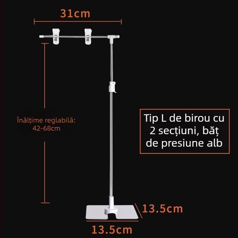 Suport pentru postere din oțel inoxidabil, de birou, telescopic, în formă de L, cu clips KT board pentru supermarketuri