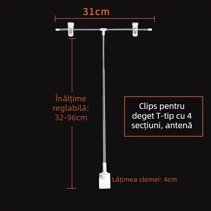 Suport pentru postere din oțel inoxidabil, de birou, telescopic, în formă de L, cu clips KT board pentru supermarketuri