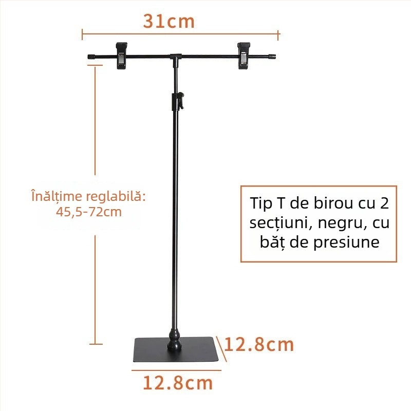 Suport pentru postere din oțel inoxidabil, de birou, telescopic, în formă de L, cu clips KT board pentru supermarketuri