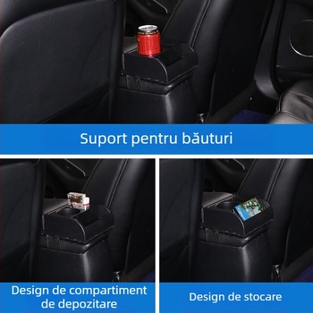 Capac universal pentru cutia de cotieră auto cu pernă de înălțare pentru depozitare în consola centrală