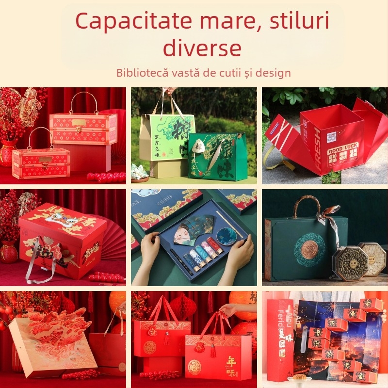 Cutie cadou de Anul Nou – carton ondulat; origine Hengyang, Hunan; brand Xiangheng; ștampilare la cald; stil chinezesc